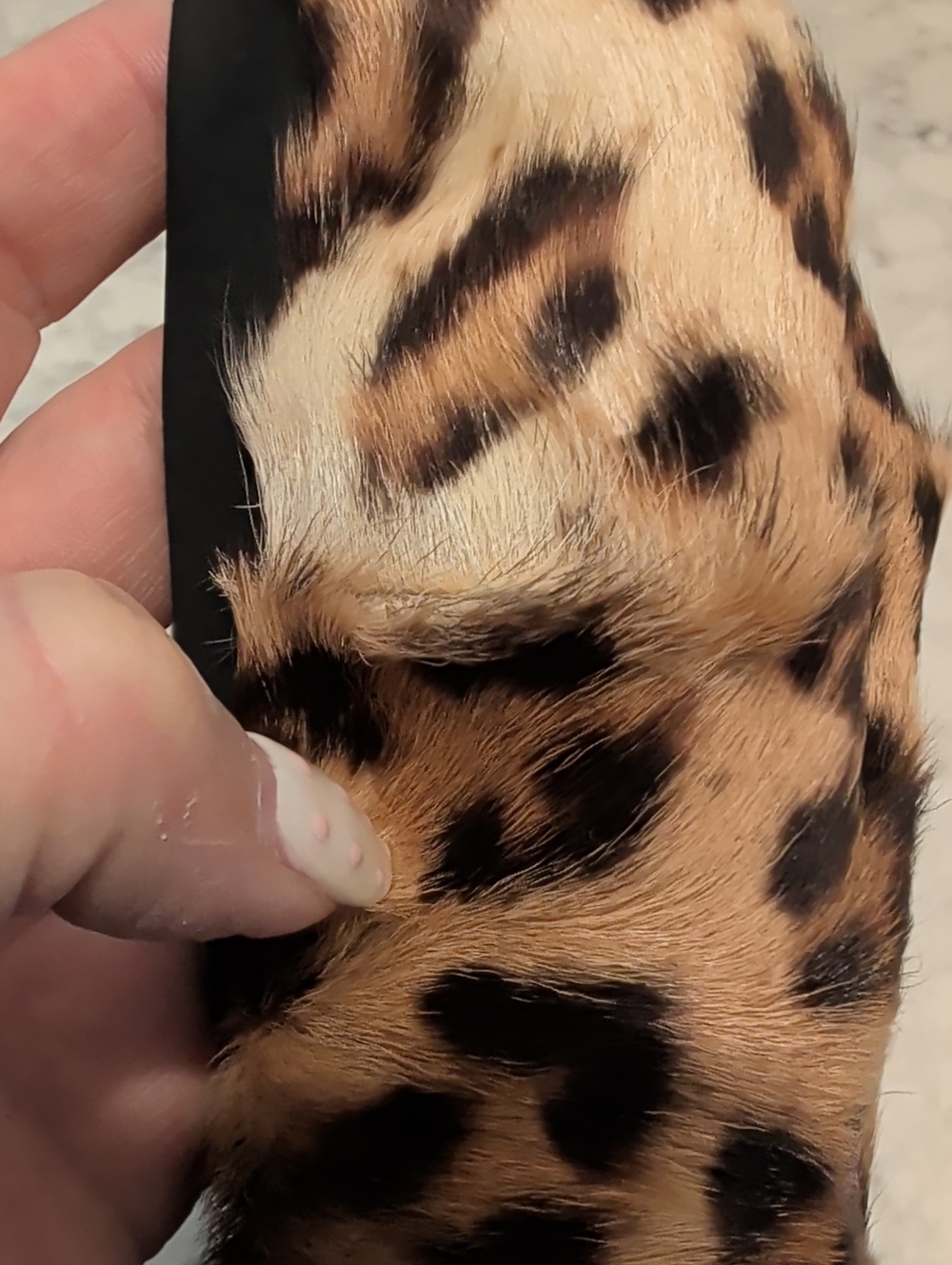 Vintage Real FurLeopard Print Beret - Tan and Black - Picture 5 of 6